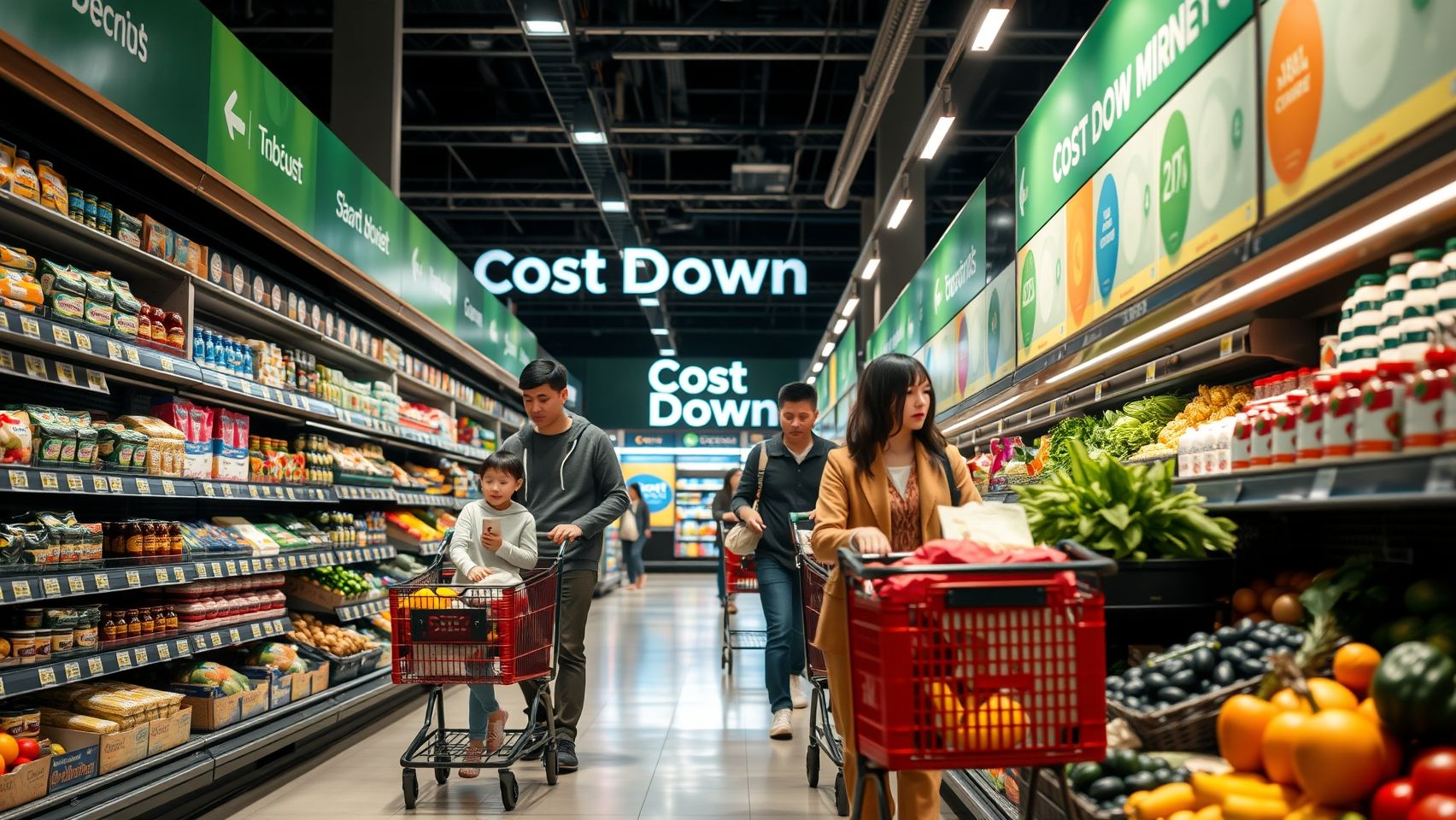 Người Việt và gia đình mua sắm tại siêu thị ở Úc, thể hiện nỗ lực giảm chi phí sinh hoạt của chính phủ