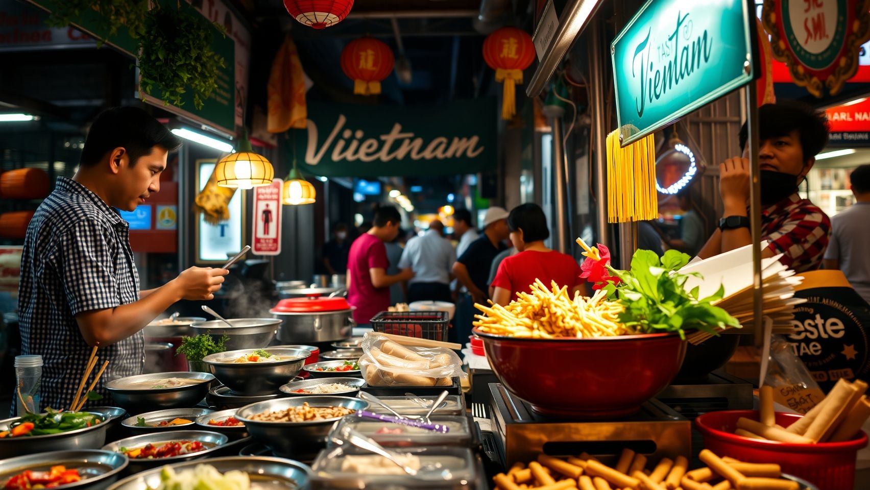 Người dân Việt Nam thưởng thức ẩm thực đường phố