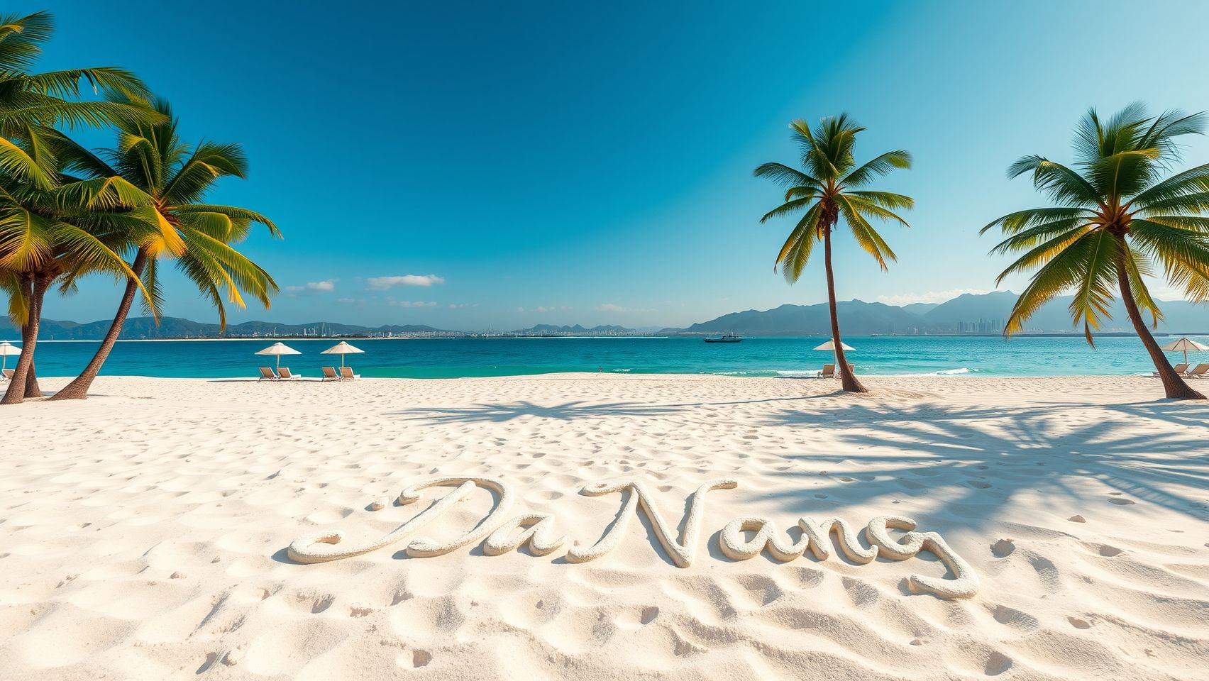 Bãi biển Đà Nẵng với cát trắng và nước biển trong xanh