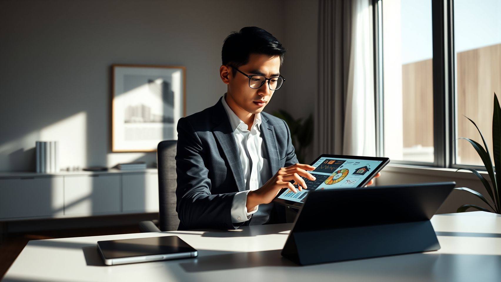 Người Việt Nam đang tìm hiểu thông tin về thị trường bất động sản Úc trên máy tính bảng