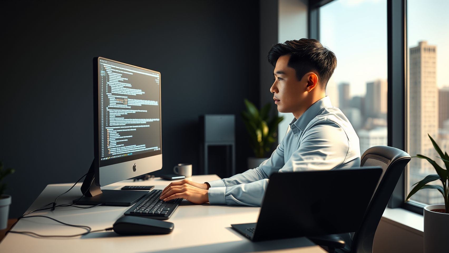 Một người Việt đang làm việc trong ngành công nghệ thông tin tại Úc, biểu tượng của lao động tay nghề cao.