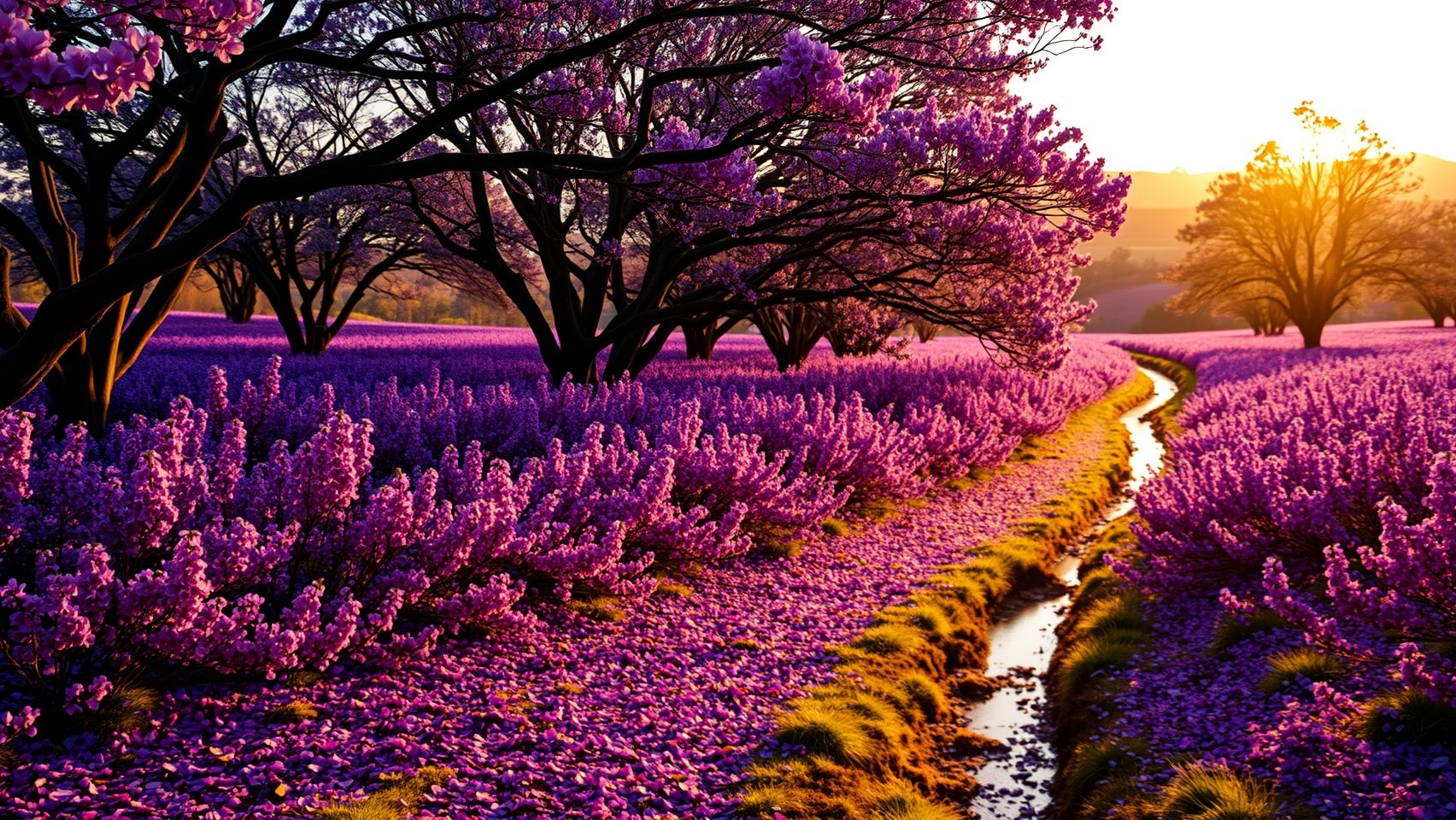 Cánh đồng hoa Jacaranda nở rộ vào mùa xuân ở Úc
