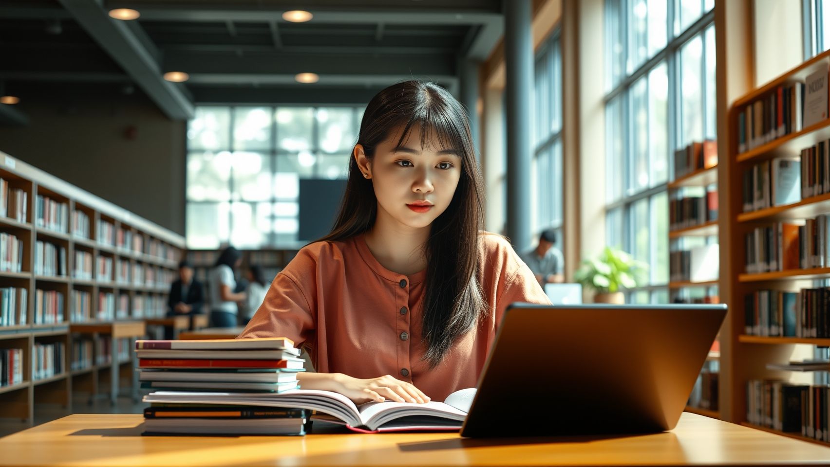 Sinh viên Việt Nam học tập tại thư viện trường đại học Úc