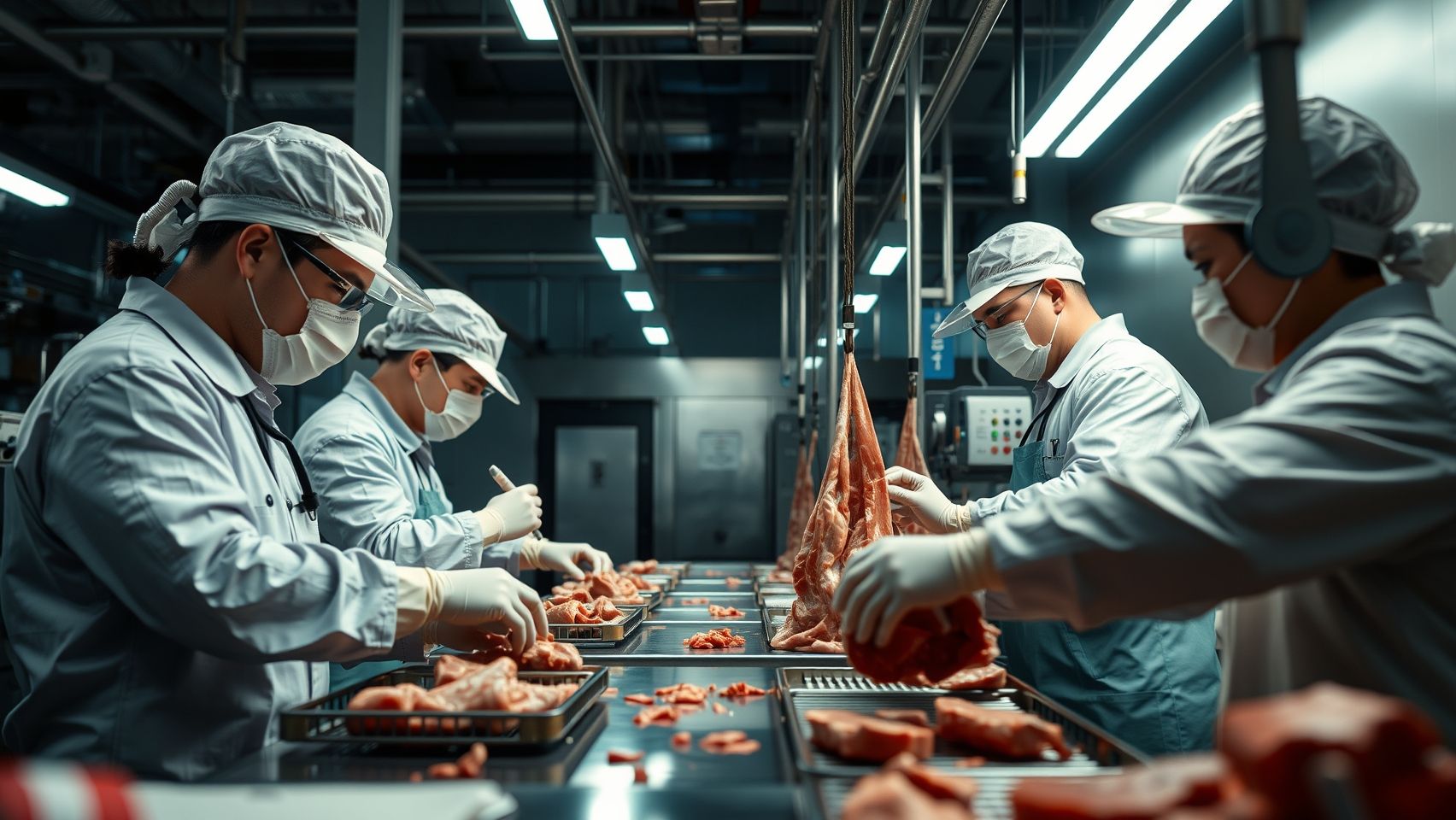 Người Việt Nam đang làm việc trong nhà máy chế biến thịt ở Úc