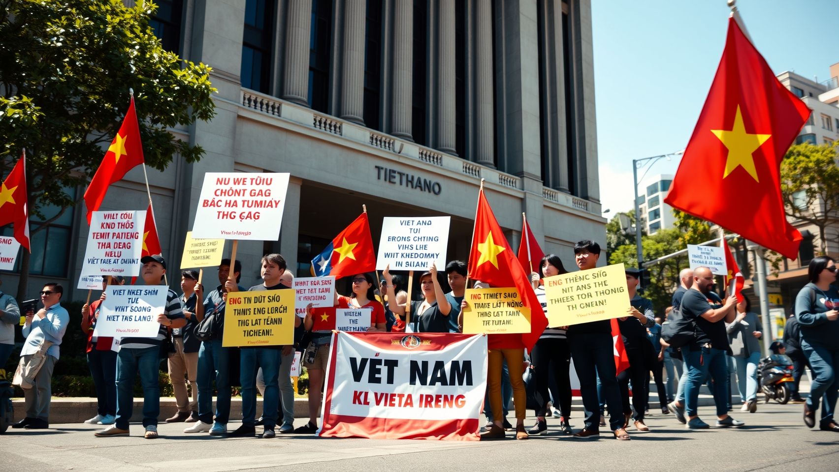 Người Việt biểu tình trước Đại sứ quán Việt Nam ở Úc