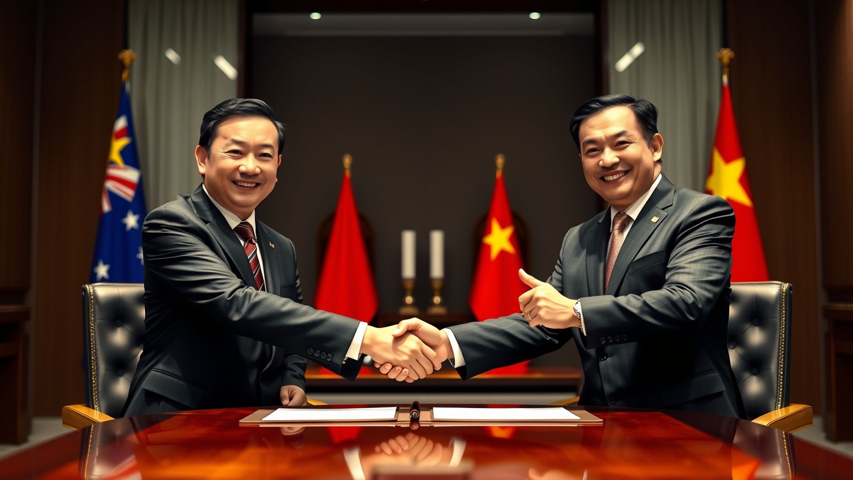 Quan chức Việt Nam và Úc bắt tay trong một cuộc họp cấp cao.