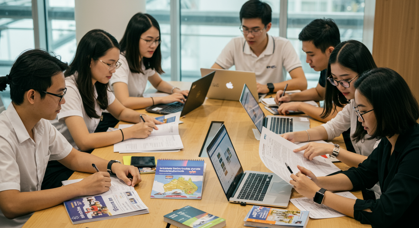 Học sinh sinh viên Việt Nam đang tìm hiểu thông tin về du học nghề tại Úc